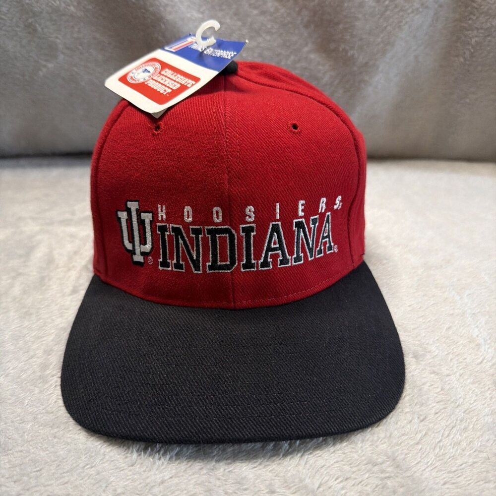 Vintage Indiana Hoosiers Twins Enterprise Hat Red Black Strapback NWT NCAA